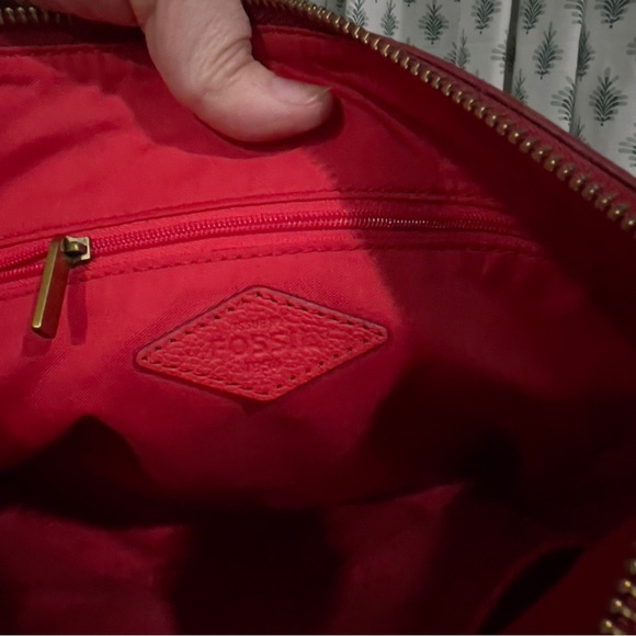 Fossil Coral Rose Pebbled Leather Cross Body Bag Purse - Picture 7 of 7